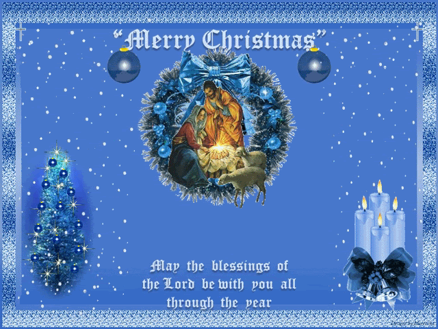 aniBlueSnowNativity.gif ani. Blue Snow Nativity Christmas image by sacredspacefire